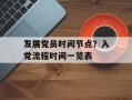 发展党员时间节点？入党流程时间一览表