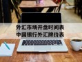外汇市场开盘时间表 中国银行外汇牌价表