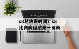 s8总决赛时间？s8比赛赛程结果一览表