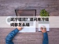 泥泞组词？请问用泞组词都怎么组