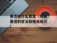 黑泡是什么意思（详解黑泡的定义和相关知识）