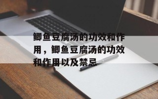 鲫鱼豆腐汤的功效和作用，鲫鱼豆腐汤的功效和作用以及禁忌