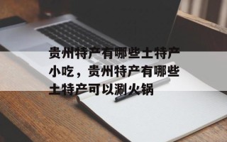 贵州特产有哪些土特产小吃，贵州特产有哪些土特产可以涮火锅