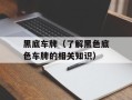黑底车牌（了解黑色底色车牌的相关知识）