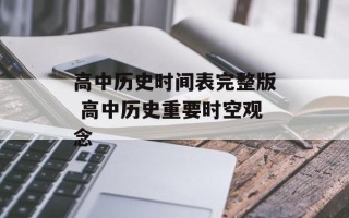 高中历史时间表完整版 高中历史重要时空观念
