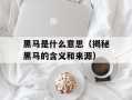 黑马是什么意思（揭秘黑马的含义和来源）
