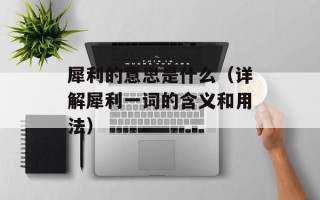 犀利的意思是什么（详解犀利一词的含义和用法）