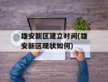 雄安新区建立时间(雄安新区现状如何)