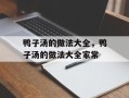 鸭子汤的做法大全，鸭子汤的做法大全家常
