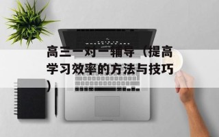 高三一对一辅导（提高学习效率的方法与技巧）