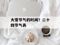 大雪节气的时间？二十四节气表