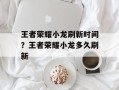 王者荣耀小龙刷新时间？王者荣耀小龙多久刷新