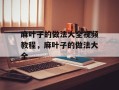 麻叶子的做法大全视频教程，麻叶子的做法大全