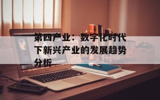 第四产业：数字化时代下新兴产业的发展趋势分析