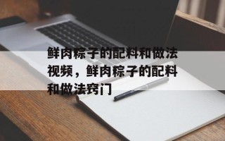 鲜肉粽子的配料和做法视频，鲜肉粽子的配料和做法窍门