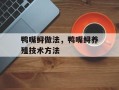 鸭嘴鲟做法，鸭嘴鲟养殖技术方法