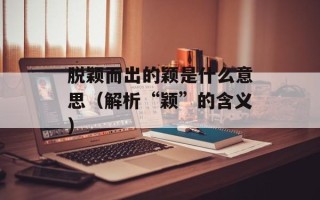 脱颖而出的颖是什么意思（解析“颖”的含义）