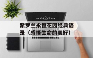 紫罗兰永恒花园经典语录（感悟生命的美好）