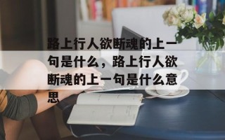 路上行人欲断魂的上一句是什么，路上行人欲断魂的上一句是什么意思